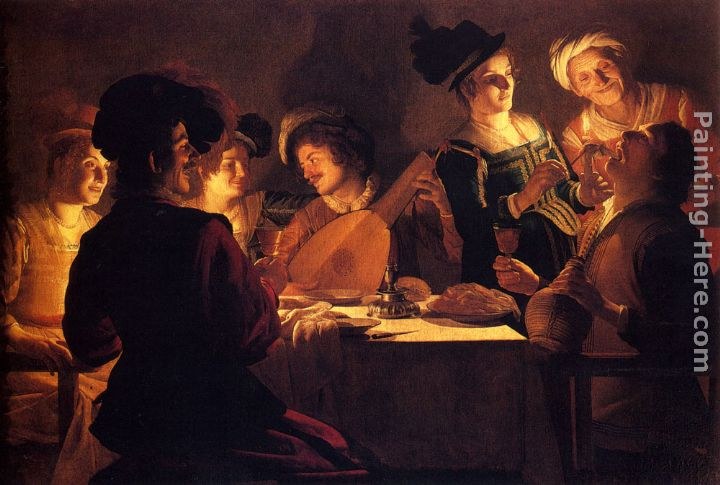 Gerrit van Honthorst Supper With The Minstrel And His Lute